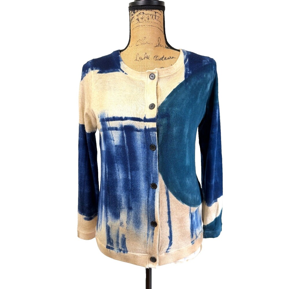 Piazza Sempione Cashmere Silk Wool Twinset Hand Dyed Cardigan & Top Sz M Italy